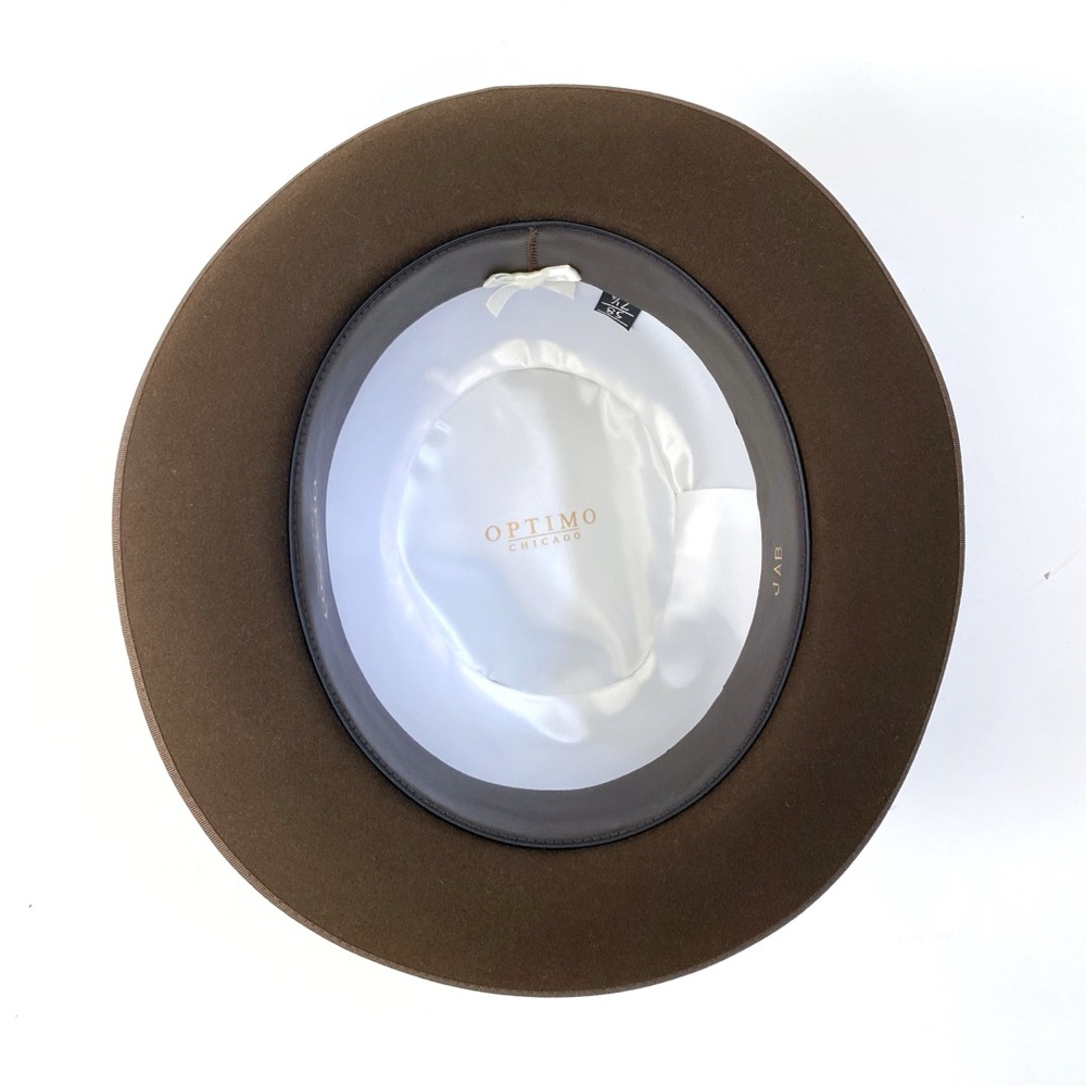 OPTIMO CHICAGO Dark Brown Bison brim hat fedora grosgrain ribbon detail - Picture 8 of 14